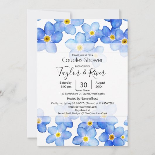 Country Blue Verget-Me-Nietjes Koppels Bruisparty Kaart (Voorkant)