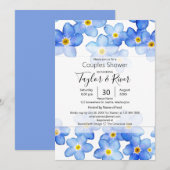 Country Blue Verget-Me-Nietjes Koppels Bruisparty Kaart (Voorkant / Achterkant)