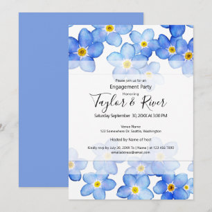 Country Blue Vergis-Mij-Nietjes Verlovingsfeest Kaart
