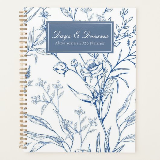 Country Blue & White Floral Planner (Voorkant)