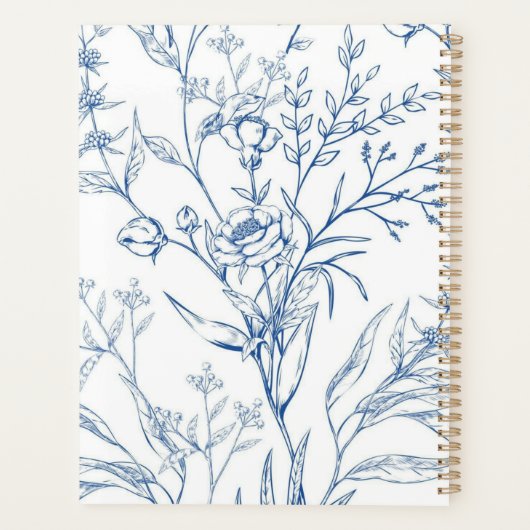 Country Blue & White Floral Planner (Achterkant)