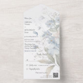 Country Blue Wildflowers op witte QR-code All In One Uitnodiging (Binnen)