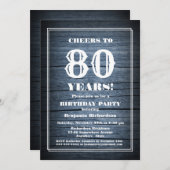 Country Blue Wood 80e verjaardagsfeest Kaart (Voorkant / Achterkant)