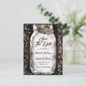 Country Boerderij Houten Slingerlichten Mason Jar  Aankondigingskaart (Staand voorkant)