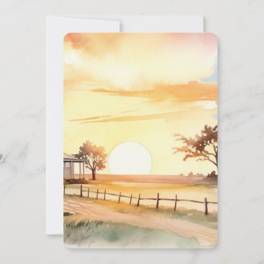 Country Boerderij Sunset Horse Verjaardag Kaart (Achterkant)
