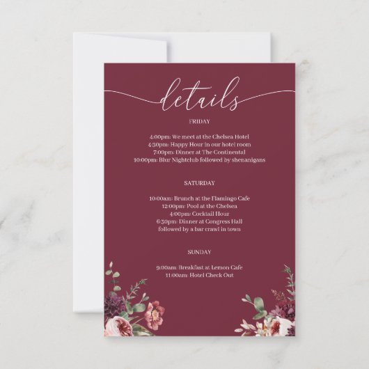 Country Boho Rustieke Bachelorette Party Route Kaart (Achterkant)