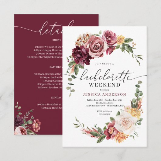 Country Boho Rustieke Bachelorette Party Route Kaart (Voorkant / Achterkant)