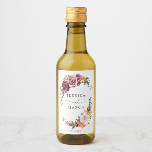 Country Boho rustieke bruiloft gunsten Mini Wijn Etiket (Voorkant)