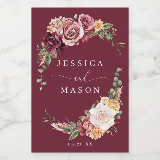 Country Boho rustieke bruiloft gunsten Mini Wijn L Etiket (Enkel label)