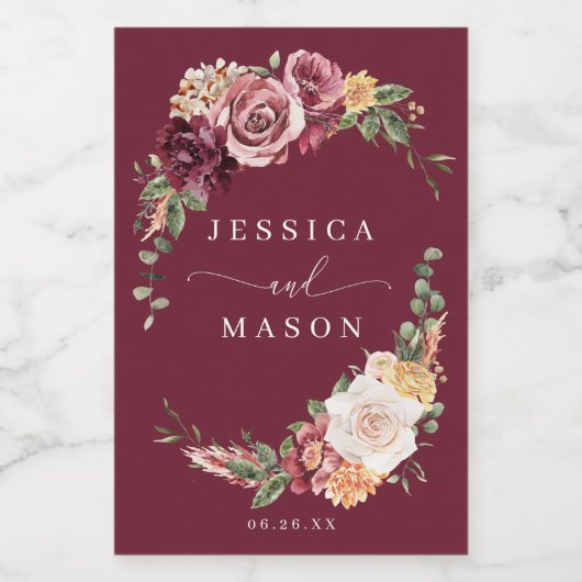 Country Boho rustieke bruiloft gunsten Mini Wijn L Wijn Etiket (Enkel label)