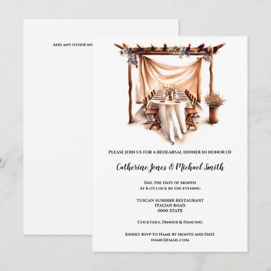 Country boho Toscaanse waterverf tafelboog Kaart (Voorkant / Achterkant)