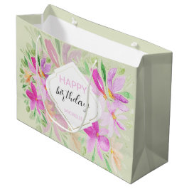 Country Boho Waterverf Lila Bloemen Edelachtig Groot Cadeauzakje