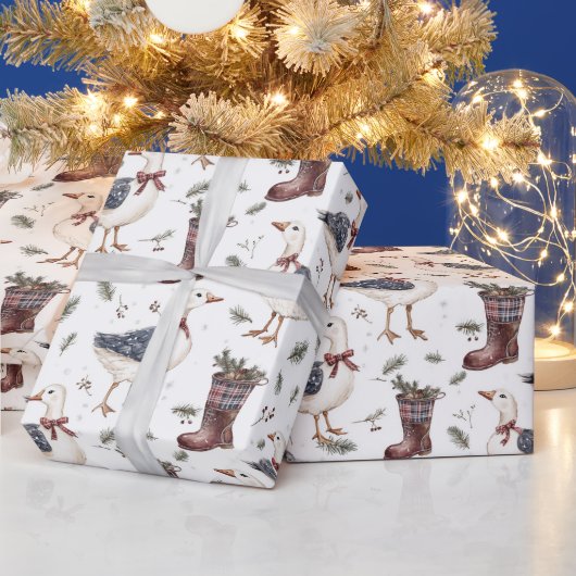 Country Boots Gans Kerstmis Cadeaupapier (Feestdagen)