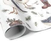 Country Boots Gans Kerstmis Cadeaupapier (Rol Hoek)