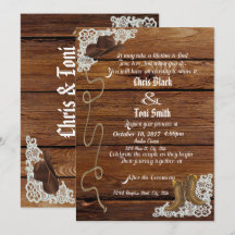 Country Boots & Lace Huwelijksuitnodiging