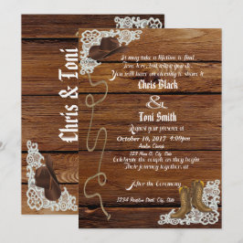 Country Boots & Lace Huwelijksuitnodiging Kaart