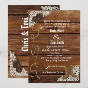 Country Boots & Lace Huwelijksuitnodiging Kaart