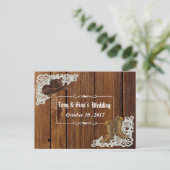 Country Boots & Lace Wedding RSVP Uitnodiging Briefkaart (Staand voorkant)