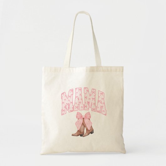 Country Boots met een Roze Bow, Mama Tote Bag (Voorkant)