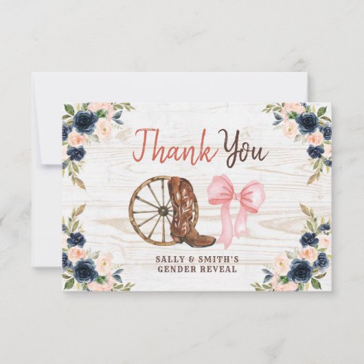 Country Boots of Bows Geslacht onthullen Dank u ka Bedankkaart (Voorkant)