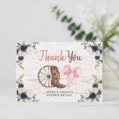 Country Boots of Bows Geslacht onthullen Dank u ka Bedankkaart (Staand voorkant)