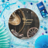 Country Boots Pet, Barn Wood Wedding Papieren Bordje (Feest)