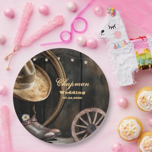 Country Boots Pet, Barn Wood Wedding Papieren Bordje (Feest)