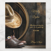 Country Boots Pet Barn Wood Wedding Wijn Etiket (Enkel label)