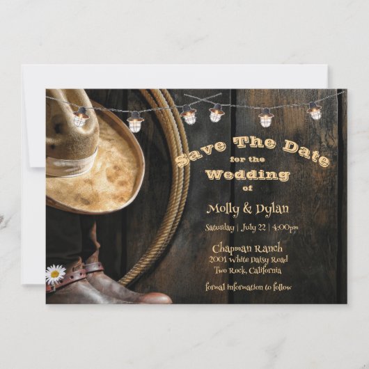 Country Boots Pet & Barnwood Bewaar de datum Kaart (Voorkant)