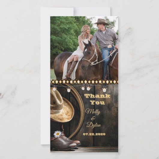 Country Boots Pet & Barnwood Foto Dank u kaart (Voorkant)