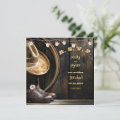 Country Boots Pet & Barnwood Wedding RSVP Kaart (Staand voorkant)