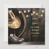 Country Boots Pet & Barnwood Wedding RSVP Kaart (Voorkant)