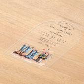 Country Boots Wildflowers Arch Clear Wedding Acryl Uitnodigingen (Laagn)