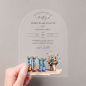 Country Boots Wildflowers Arch Clear Wedding Acryl Uitnodigingen (Insitu (Draagbaar))