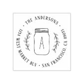 Country Branch & Mason Jar Initiaal Retouradres Rubberstempel (Afrduk)