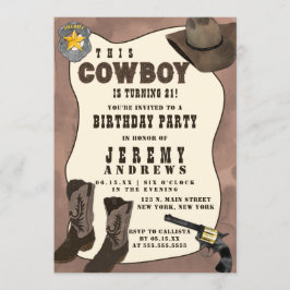 Country Brown Cowboy Waterverf Verjaardag Kaart