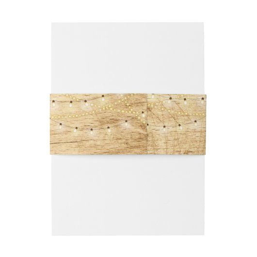 Country bruiloft buik band met lichten op hout uitnodigingen wikkel (Achterkant Voorbeeld)