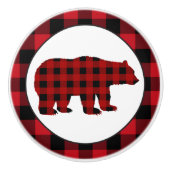 Country buffel geruite beer keukenknop keramische knop (Voorkant)