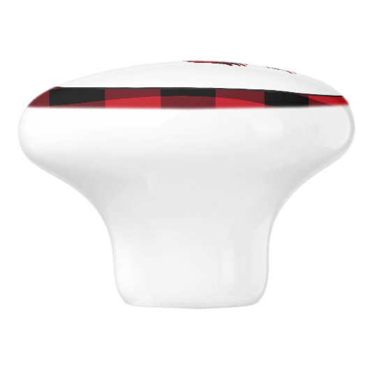 Country buffel geruite beer keukenknop keramische knop (Zijkant)