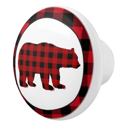 Country buffel geruite beer keukenknop keramische knop (Rechts)