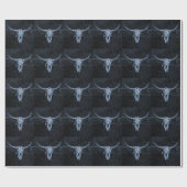 Country Bull Skull Zwart-wit Patroon Western Cadeaupapier (Vlak)