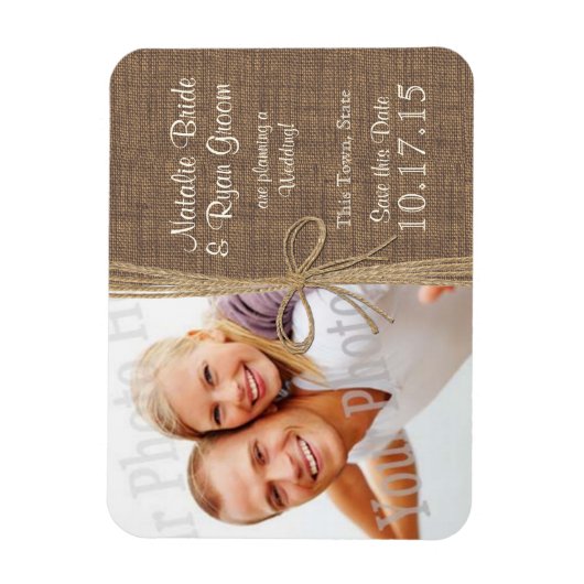 Country Burlap and Twine Save the Date Foto Magneet (Verticaal)