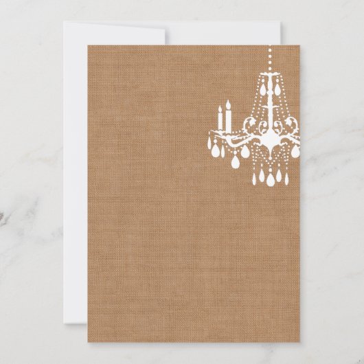 Country Burlap Chandelier Rehearsal Dinner Invite Kaart (Achterkant)