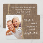 Country Burlap en Twine Foto Sla de datum op Save The Date (Voorkant / Achterkant)