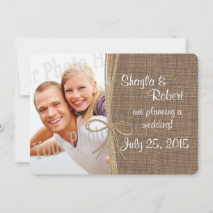Country Burlap en Twine Foto Sla de datum op Save The Date