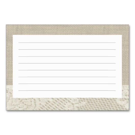 Country Burlap Kant en Touw Recept Kaarten (Achterkant)