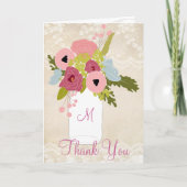 Country Burlap Kant Werk Metson Jar Huwelijks Dank Bedankkaart (Voorkant)