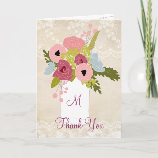 Country Burlap Lace Mason Jar Bedankt (Voorkant)