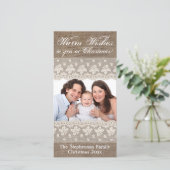 Country Burlap Lace Rustieke Vintage Kerstmis Feestdagenkaart (Staand voorkant)