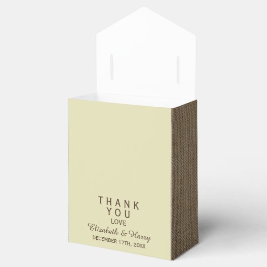 Country Burlap Mason Jar Bruiloft Bedankdoosjes (Geopend)